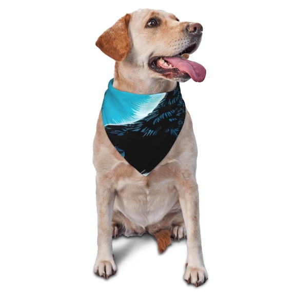 Disketp Blue Full Moon Wolf Dog Bandanas 1PC Triangle Adjustable Puppy Bandana Bib Handkerchief for Large Medium Girl Dogs Pets Gift