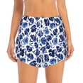 thumbnail image 1 of Disketp Blue Ink Flowers Print Women's Shorts Workout Shorts for Athletic Gym Running Shorts with Phone Pockets X-Large, 1 of 8