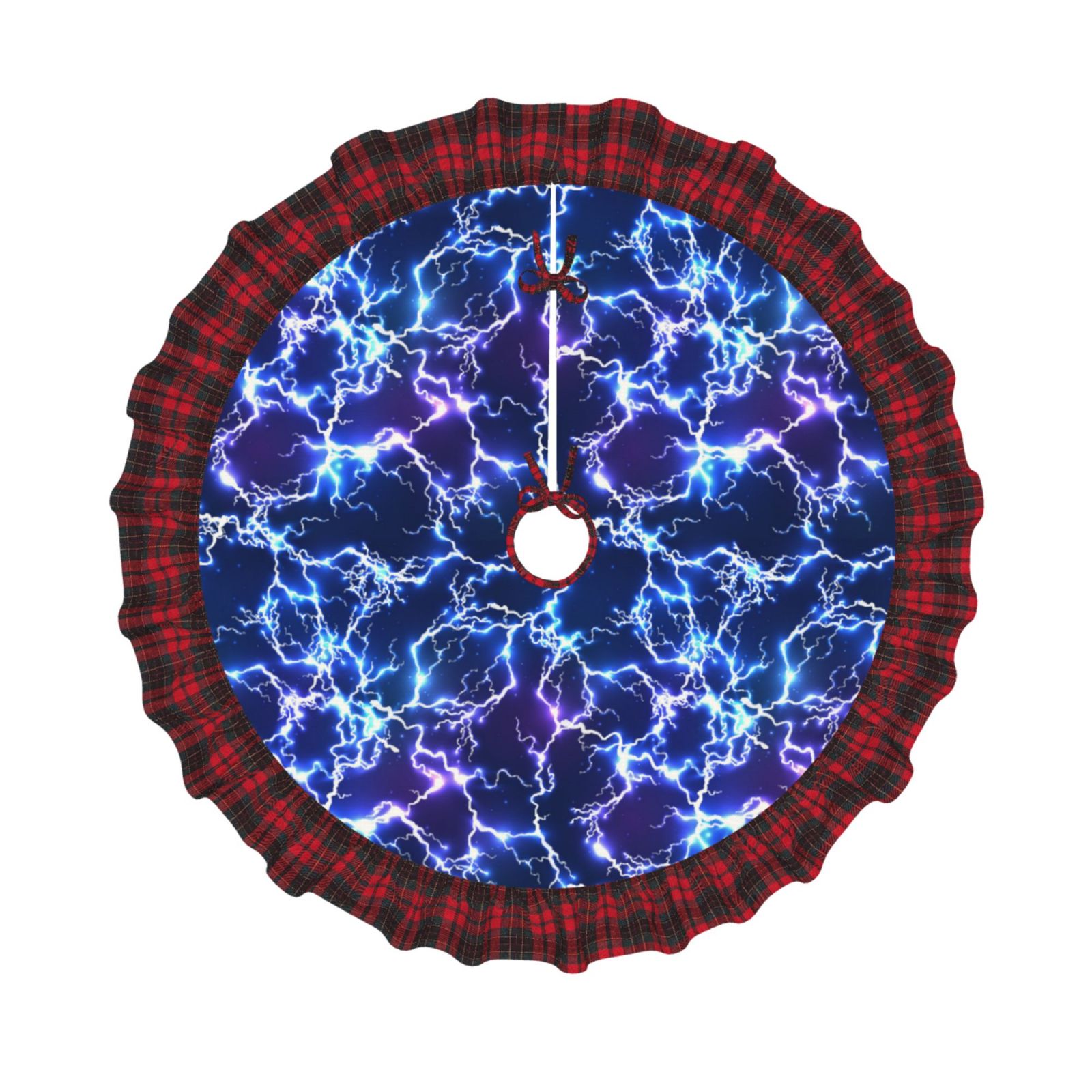 Disketp Blue Lightning1 Christmas Tree Skirt Plaid Tree Skirt Red and
