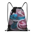 Disketp Blue Lipped Pit Viper And Three Pink Roses Drawstring Backpack