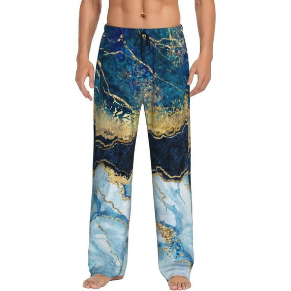 Disketp Blue Marble Men'S Pajama Pants - Ultra Soft Fleece Sleep And Lounge Pants (Size: S-Xxl)