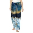 thumbnail image 1 of Disketp Blue Marble Print Women'S Comfy Pajama Pants Casual Drawstring Palazzo Lounge Wide Leg Pants, 1 of 9
