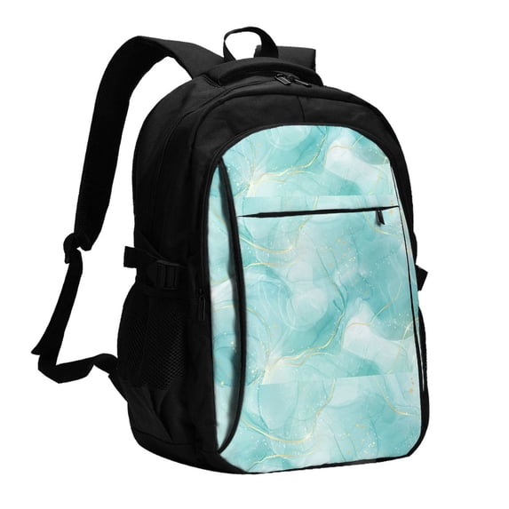 Disketp Blue Marble Travel Laptop Backpack, Laptops Backpack with USB Charging Port, Water Resistant Computer Bag Gift for Men & Women
