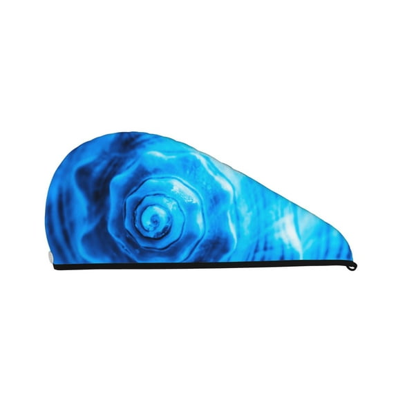 Disketp Blue Shell Microfiber Hair Towel Wrap,Hair Drying Towel With Button,Towel Turban,Head Towel To Dry Hair Quickly For Girls And Women