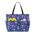 thumbnail image 1 of Disketp Blue Skull Flower Large Capacity Beach Bag, Waterproof Sandproof Beach Swim Pool Bag Tote Bag for Women, 1 of 7