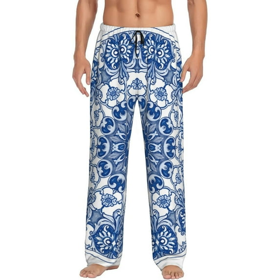 Disketp Blue Watercolor Men's Pajama Pants - Ultra Soft Fleece Sleep and Lounge Pants (Size: S-XXL)-