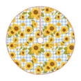 thumbnail image 1 of Disketp Blue White Plaid Sunflower Christmas Tree Skirt, Christmas Tree Decorations, Christmas Decor, Tree Mat Decoration(30-48IN)-48", 1 of 6