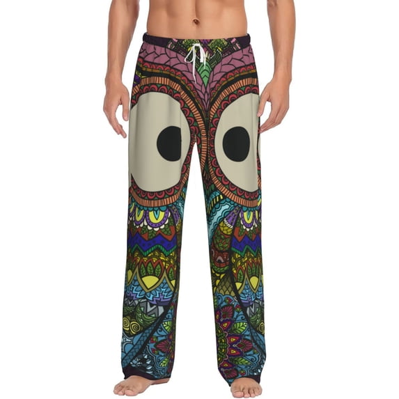 Disketp Boho Owl Men'S Pajama Pants - Ultra Soft Fleece Sleep And Lounge Pants (Size: S-Xxl)