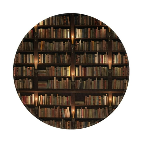 Disketp Bookshelves Small Mouse Pad 7.9x7.9 Inches,Washable Round Mousepad For Office Laptop Computer,Non-Slip Rubber Base Mouse Pads For Wireless Mouse