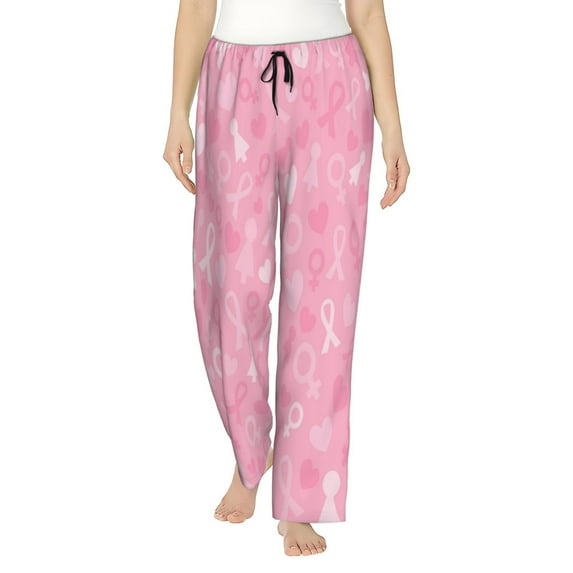Disketp Breast Cancer Awareness Print Women'S Comfy Pajama Pants Casual Drawstring Palazzo Lounge Wide Leg Pants