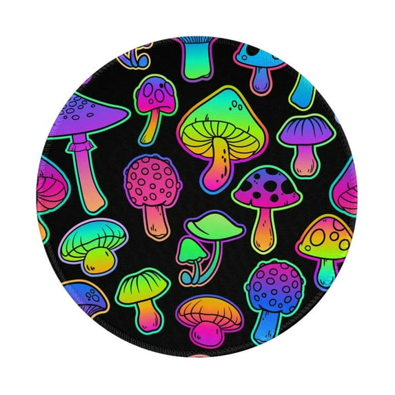 Disketp Bright Mushrooms Small Mouse Pad 7.9x7.9 Inches,Washable Round Mousepad For Office Laptop Computer,Non-Slip Rubber Base Mouse Pads For Wireless Mouse