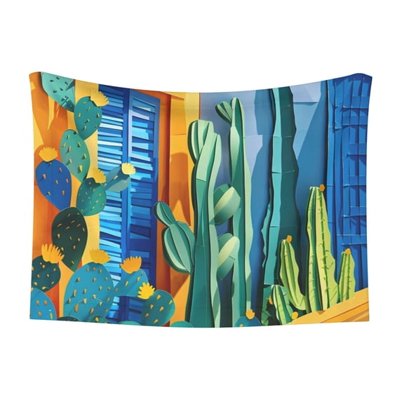 Disketp Bright Paper Cactus Scene Dog Blanket/Bed Cover for Dogs and Cats,Puppy Essentials-Medium