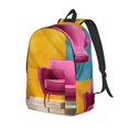 thumbnail image 1 of Disketp Bright Pink Chair Canvas Backpack Lightweight Travel Daypack Student Rucksack Laptop Backpack-Small, 1 of 5