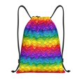 thumbnail image 1 of Disketp Bright Rainbow Drawstring Backpack Drawstring Gym Bags Draw String Bags for Sports, Gym, Travel, Swimming, Beach-Small, 1 of 6