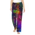 thumbnail image 1 of Disketp Bright Universe Print Women'S Comfy Pajama Pants Casual Drawstring Palazzo Lounge Wide Leg Pants, 1 of 9