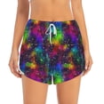 thumbnail image 1 of Disketp Bright Universe Print Women's Shorts Workout Shorts for Athletic Gym Running Shorts with Phone Pockets X-Large, 1 of 8