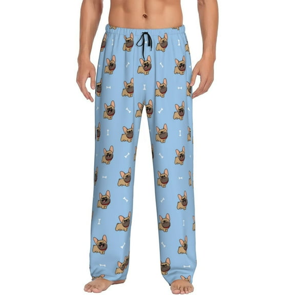 Disketp Brown French Bulldog Men's Pajama Pants - Ultra Soft Fleece Sleep and Lounge Pants (Size: S-XXL)