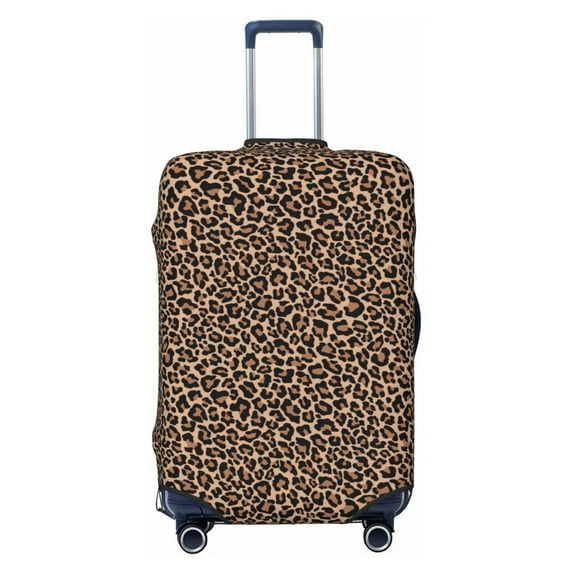 Disketp Brown Leopard Elastic Travel Luggage Cover Travel Suitcase Protective Cover For Trunk Case Apply To 18''-32'' Suitcase Cover-Medium