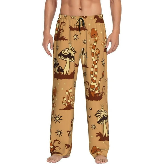 Disketp Brown Mushrooms Men'S Pajama Pants - Ultra Soft Fleece Sleep And Lounge Pants (Size: S-Xxl)