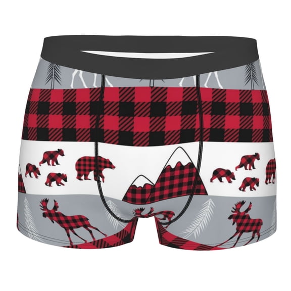 Disketp Buffalo Plaid Forest Men'S Boxer Briefs,Soft And Breathable Cotton Underwear With Comfortflex Waistband
