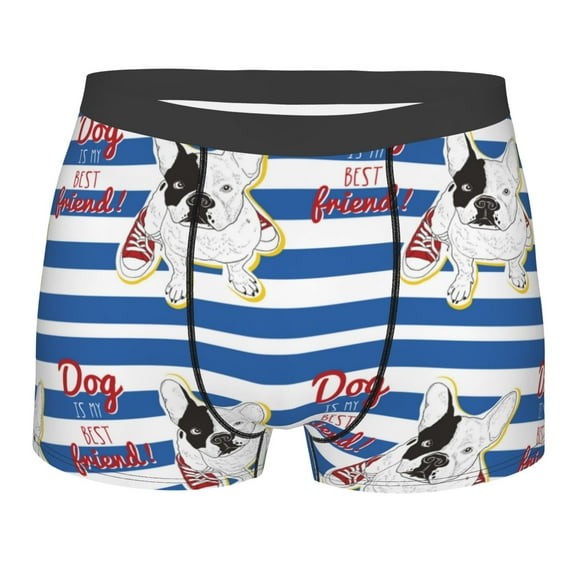 Disketp Bulldog Friend Men's Boxer Briefs,Soft and Breathable Cotton Underwear with ComfortFlex Waistband