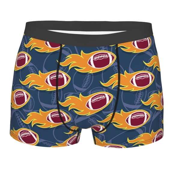Disketp Burning Rugby Balls Men'S Boxer Briefs,Soft And Breathable Cotton Underwear With Comfortflex Waistband