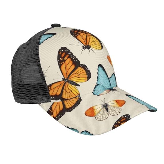 Disketp Butterflies Print Trucker Hat Men Women - Mesh Baseball SnapBack Cap