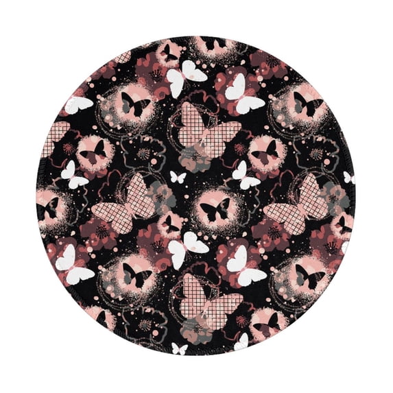 Disketp Butterflies1 Small Mouse Pad 7.9x7.9 Inches,Washable Round Mousepad for Office Laptop Computer,Non-Slip Rubber Base Mouse Pads for Wireless Mouse