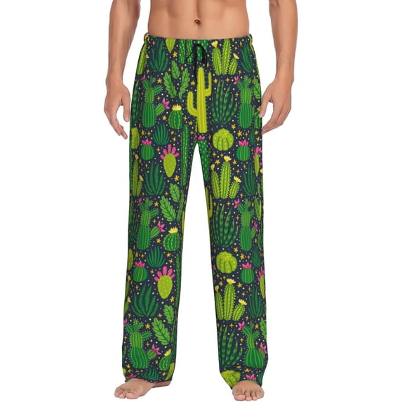 Disketp Cactus 1 Men's Pajama Pants - Ultra Soft Fleece Sleep and Lounge Pants (Size: S-XXL)