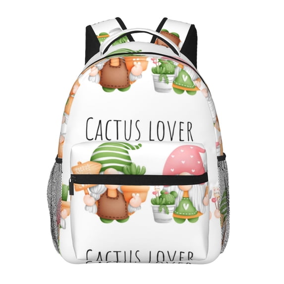 Disketp Cactus Gnome Backpack for Men and Women - Lightweight Backpack Classical with Multi-pockets Casual Daypack for College Workplace Travel