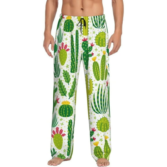 Disketp Cactus Men'S Pajama Pants - Ultra Soft Fleece Sleep And Lounge Pants (Size: S-Xxl)