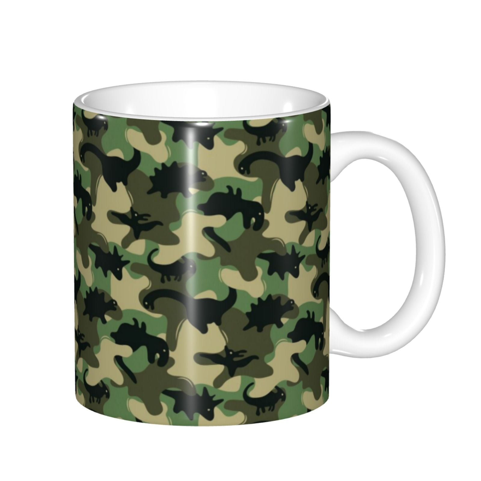 Disketp Camouflage Dinosaur Large Coffee Mug with Handle Tea Cup Novelty Coffee Cup for Men Women Office Work