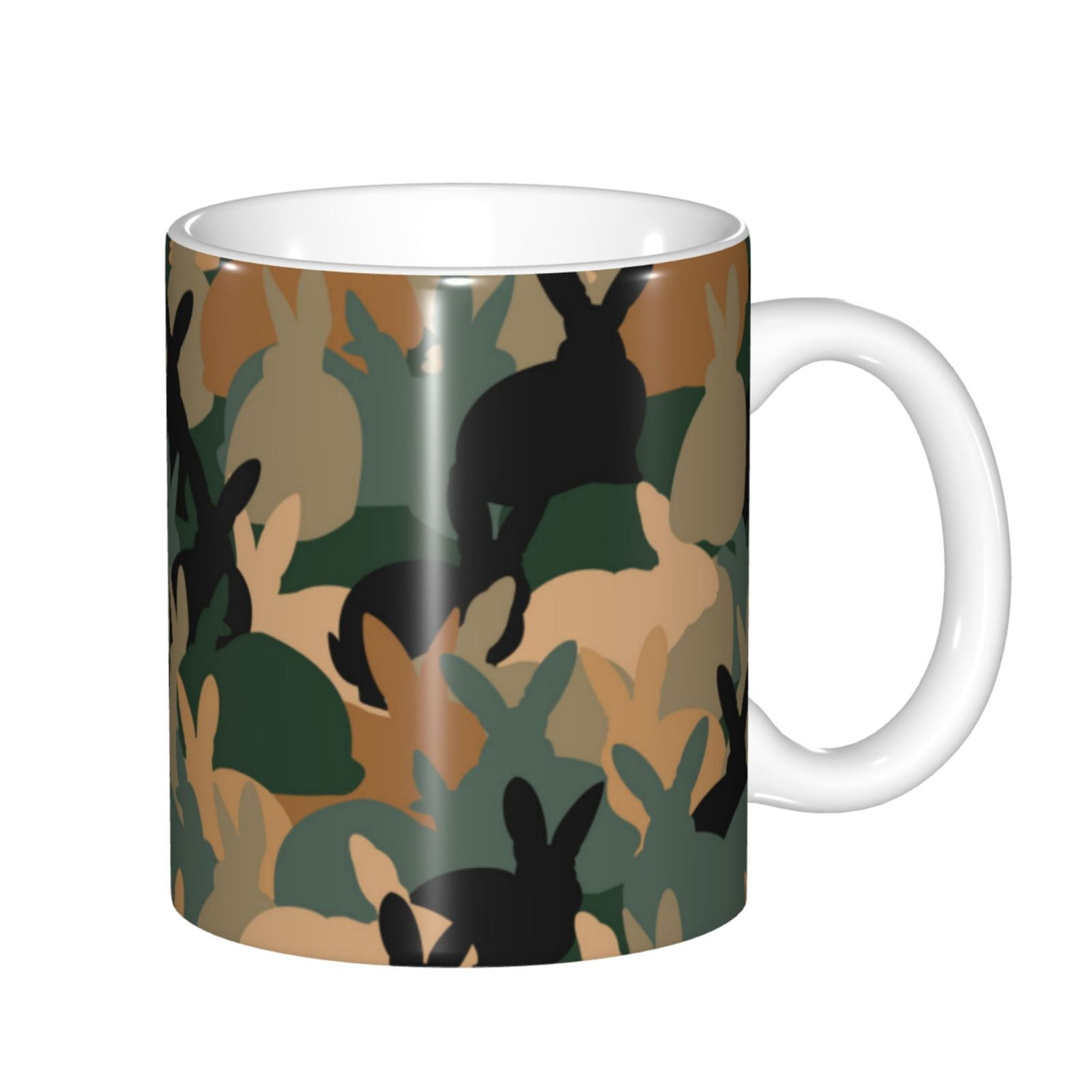Disketp Camouflage Rabbit Large Coffee Mug with Handle Tea Cup Novelty Coffee Cup for Men Women Office Work