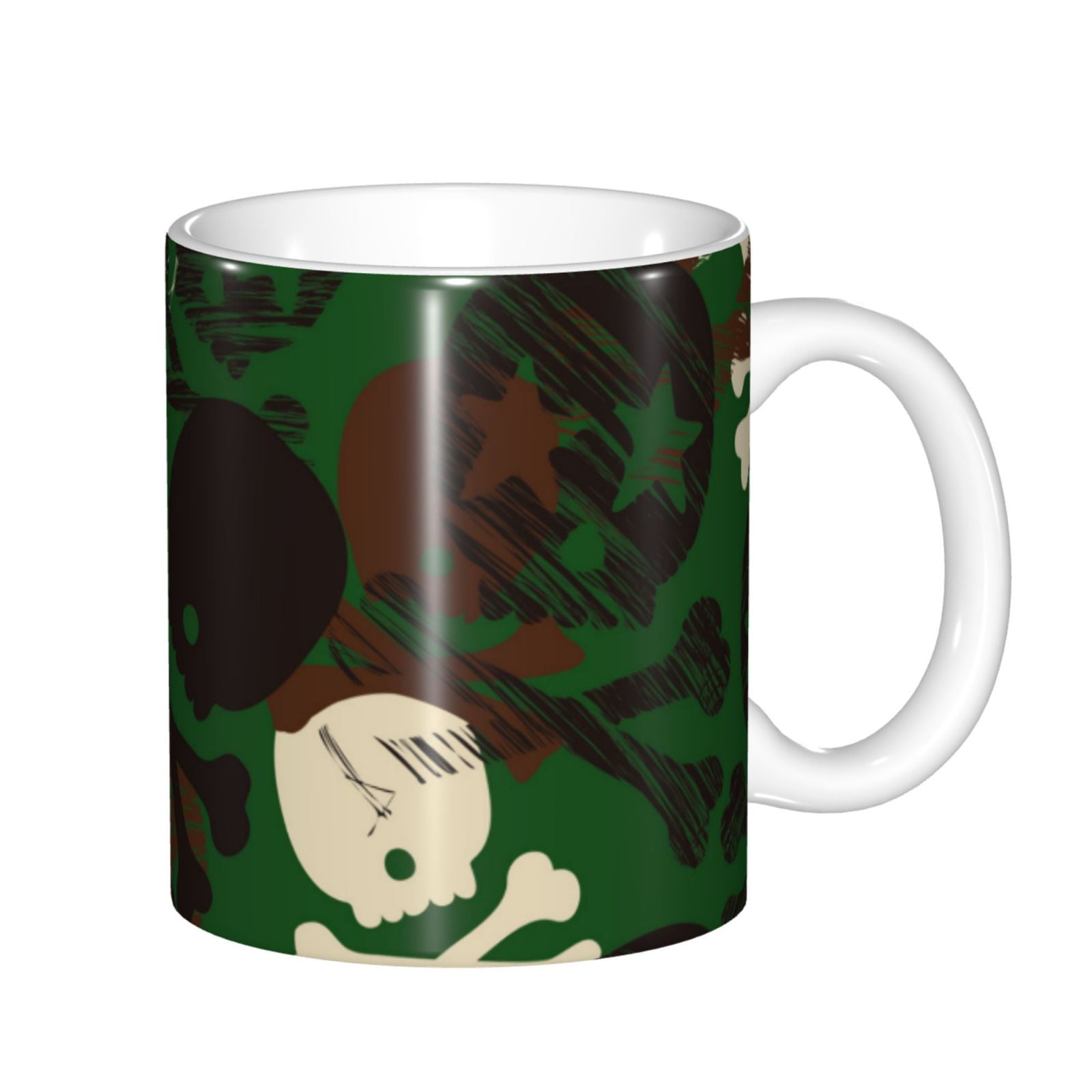 Disketp Camouflage Skull Large Coffee Mug with Handle Tea Cup Novelty Coffee Cup for Men Women Office Work