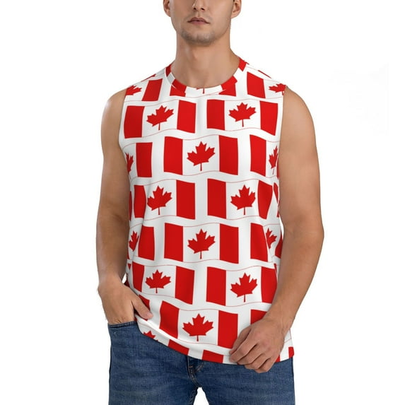 Disketp Canada Sleeveless Tshirts For Men, Muscle Shirts For Men Dry Fit Tank Top-Large