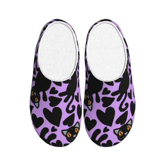 Disketp Cartoon Black Cats Women's Men's Slippers Plush Slip-On House Slipper for Winter Indoor Soft Cushion Non-slip Fluffy Slides Slippers-13