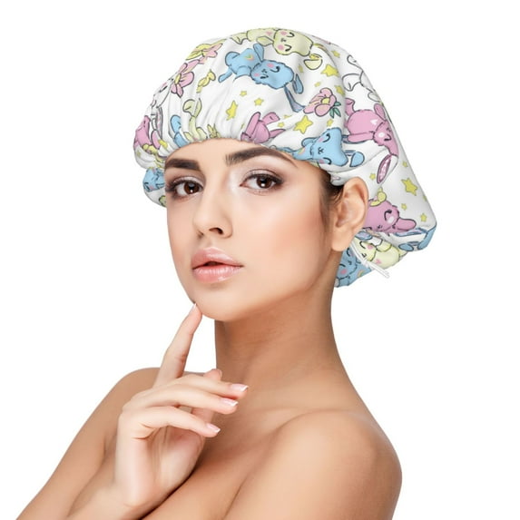 Disketp Cartoon Bunny Adjustable Sleeping Hair Cap, Hairband Sleeping Cap Turban, Unisex, Available for Curly and Straight Hair