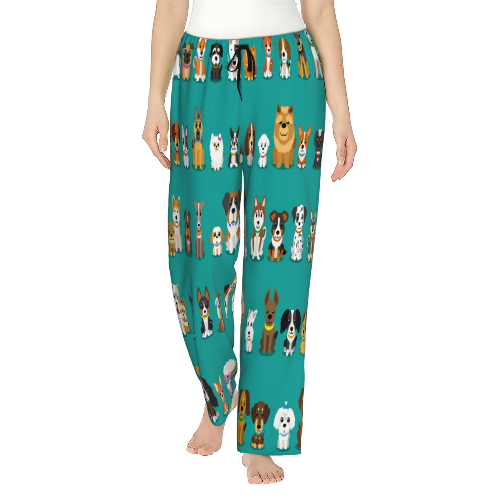 Disketp Cartoon Dogs Print Women'S Comfy Pajama Pants Casual Drawstring