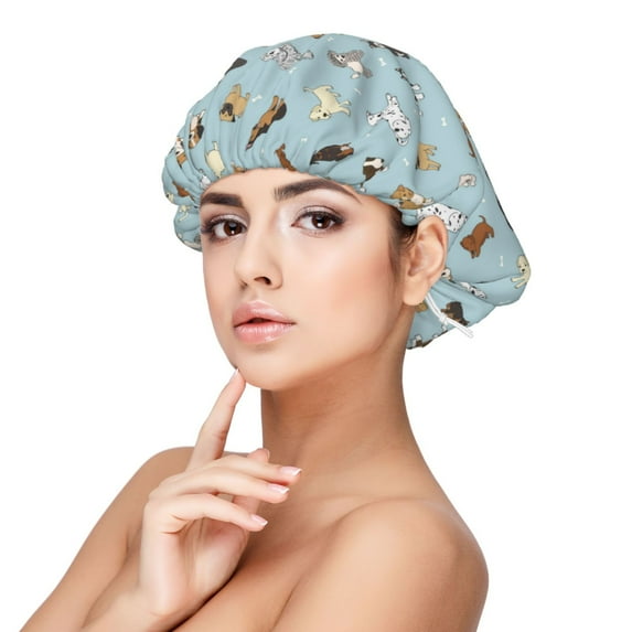 Disketp Cartoon Doodle Puppy Adjustable Sleeping Hair Cap, Hairband Sleeping Cap Turban, Unisex, Available for Curly and Straight Hair