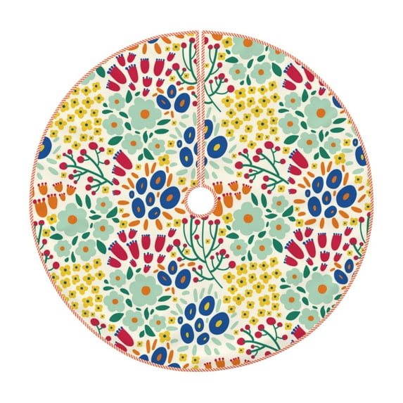 Disketp Cartoon Flowers Christmas Tree Skirt, Christmas Tree Decorations, Christmas Decor, Tree Mat Decoration(30-48IN)-30"