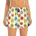 thumbnail image 1 of Disketp Cartoon Flowers Print Women's Shorts Workout Shorts for Athletic Gym Running Shorts with Phone Pockets X-Large, 1 of 8