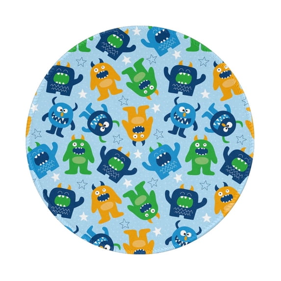 Disketp Cartoon Monster Small Mouse Pad 7.9x7.9 Inches,Washable Round Mousepad for Office Laptop Computer,Non-Slip Rubber Base Mouse Pads for Wireless Mouse