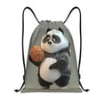 thumbnail image 1 of Disketp Cartoon Pandas Basketball Drawstring Backpack Drawstring Gym Bags Draw String Bags for Sports, Gym, Travel, Swimming, Beach-Small, 1 of 6