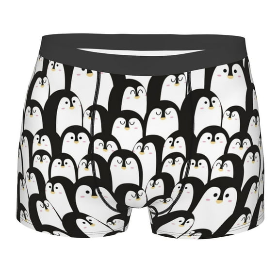 Disketp Cartoon Penguin Men's Boxer Briefs,Soft and Breathable Cotton Underwear with ComfortFlex Waistband