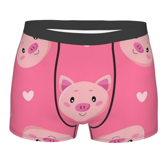 Disketp Cartoon Pigs And Hearts Men'S Boxer Briefs,Soft And Breathable Cotton Underwear With Comfortflex Waistband