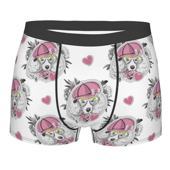 Disketp Cartoon Poodle Dog Men's Boxer Briefs,Soft and Breathable Cotton Underwear with ComfortFlex Waistband