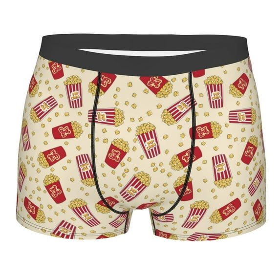 Disketp Cartoon Popcorn Men's Boxer Briefs,Soft and Breathable Cotton Underwear with ComfortFlex Waistband
