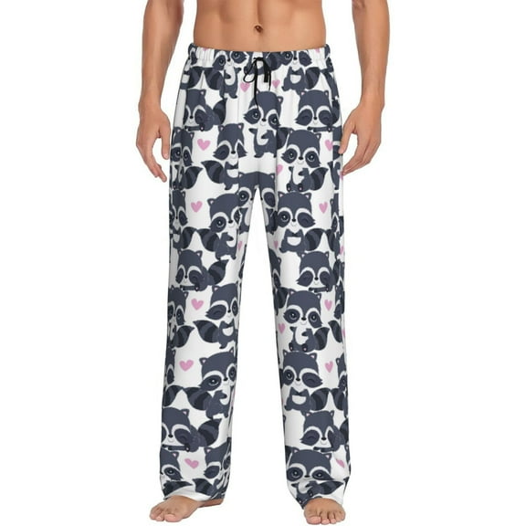 Disketp Cartoon Raccoon Men's Pajama Pants - Ultra Soft Fleece Sleep and Lounge Pants (Size: S-XXL)-