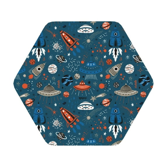 Disketp Cartoon Space1 Funny Coasters,6 Pcs Leather Coasters with Holder, Perfect Housewarming Hostess Gifts,Protect Furniture from Water Marks Scratch and Damage