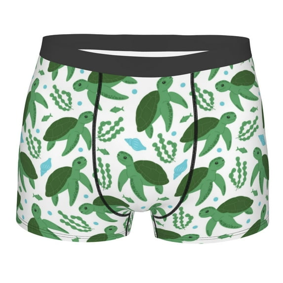 Disketp Cartoon Turtle Men's Boxer Briefs,Soft and Breathable Cotton Underwear with ComfortFlex Waistband